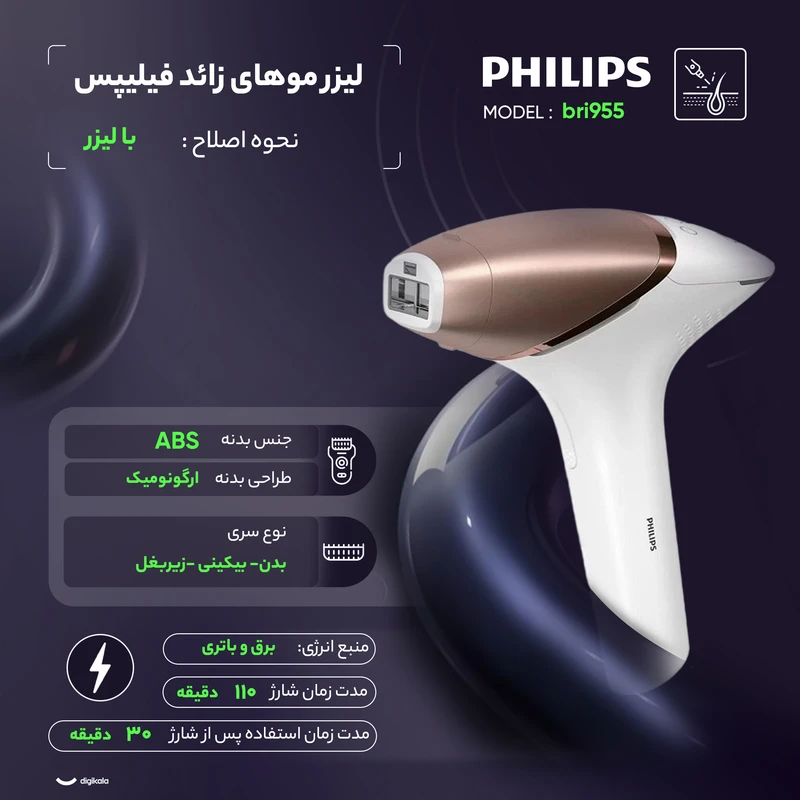 عکس شماره 3 : لیزر موهای زائد فیلیپس مدل bri955