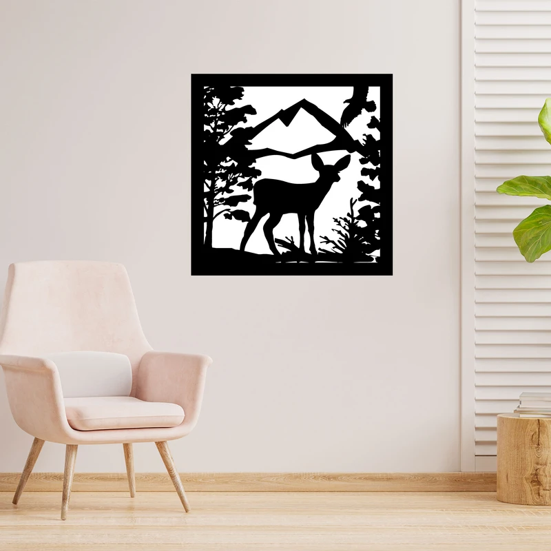 دیوارکوب طرح گوزن و آهو و عقاب و درخت و کوه مدل A1009-2020