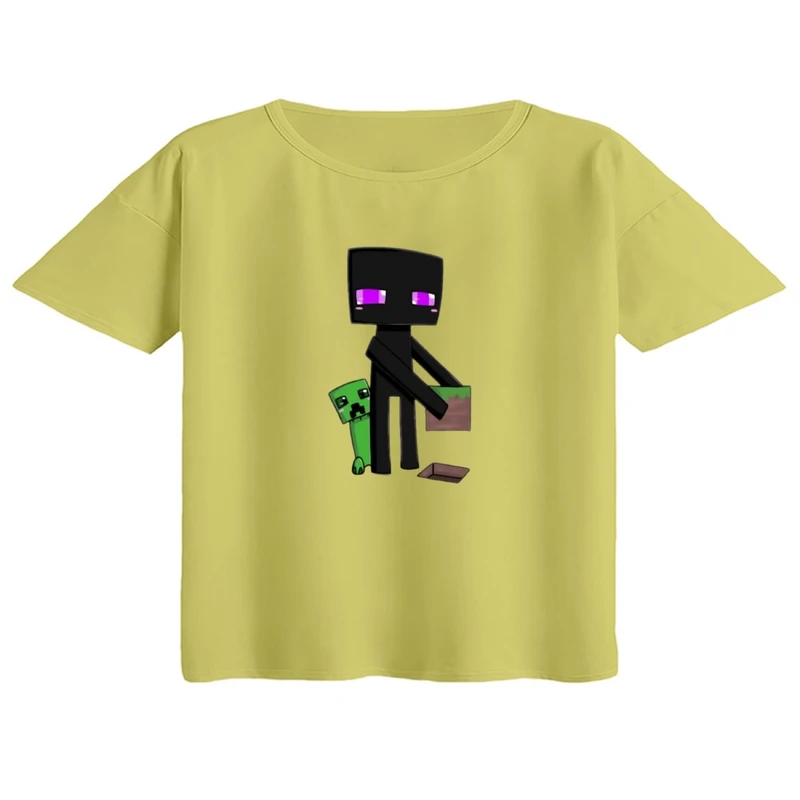 کراپ تی‌شرت آستین کوتاه زنانه مدل ماینکرفت