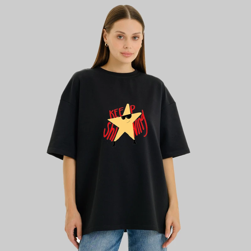 تی شرت آستین کوتاه زنانه پنبه طرح star