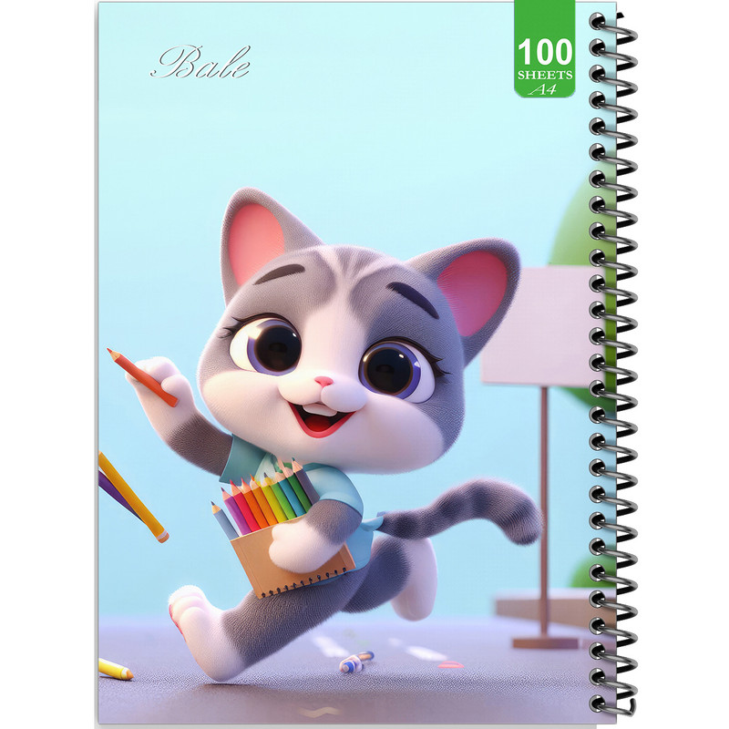 دفتر نقاشی 100 برگ بله طرح فانتزی گربه نقاش کد A4-N244