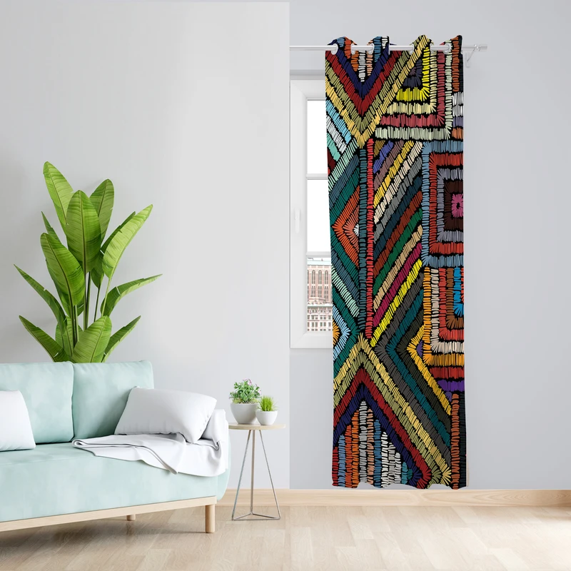 پرده طرح رنگی مدل مخمل پانچی کد  L 160 Z سایز 140x200 سانتی متر