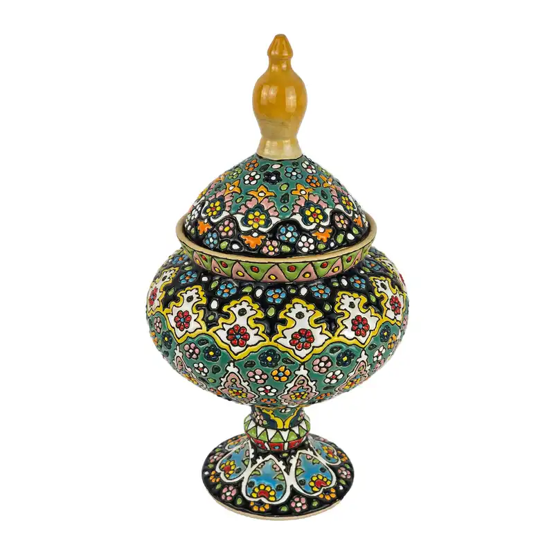 شکلات خوری مینا کاری مدل گل و مرغ کد M22