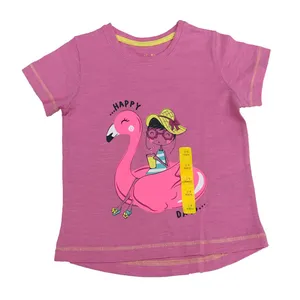 تی شرت آستین کوتاه دخترانه مدل فلامینگو کد 6776