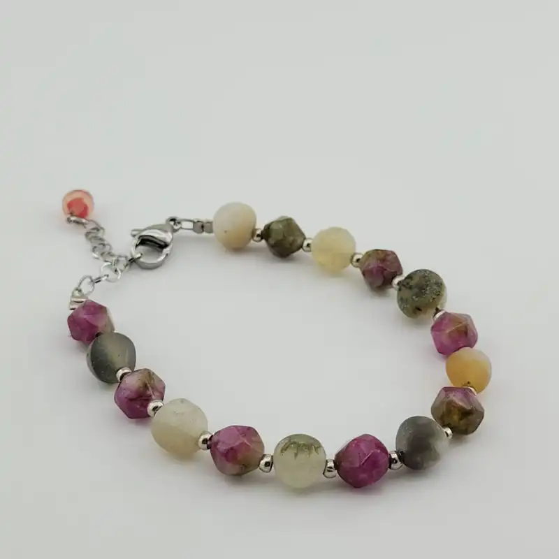 دستبند زنانه مدل سنگ موس آگات و جید کد 73