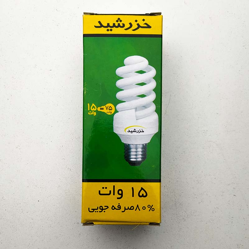لامپ 15 وات خزرشید پایه E27 مدل نیم پیچ بسته 4 عددی لامپ 15 وات خزرشید پایه E27 مدل نیم پیچ بسته 4 عددی