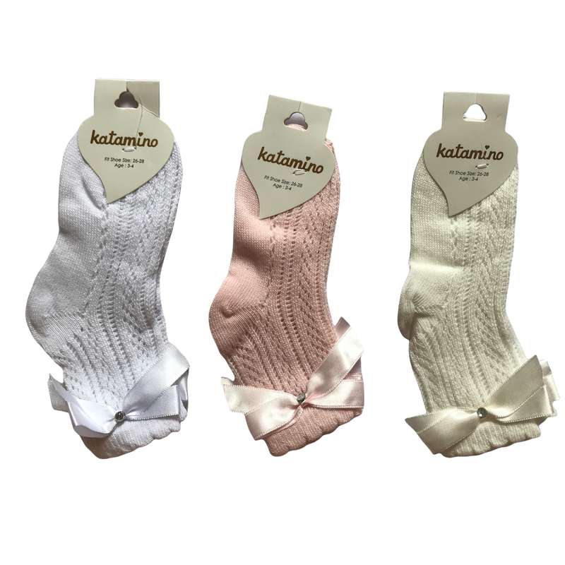جوراب دخترانه کاتامینا مدل پاپیونی کد kbl مجموعه 3 عددی