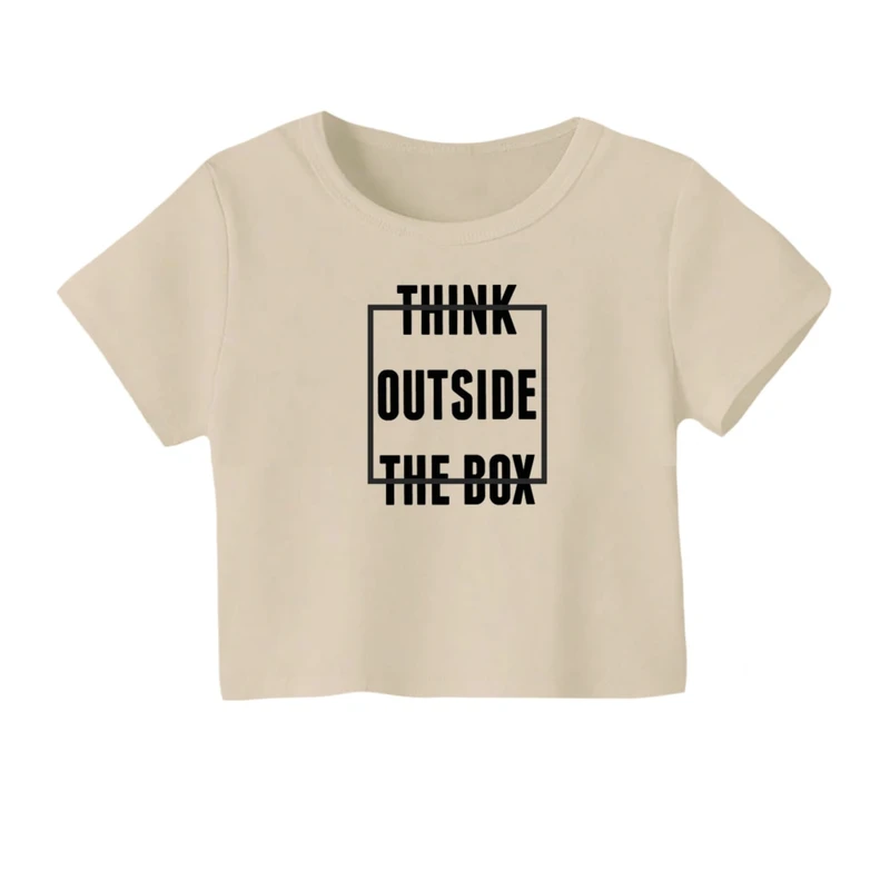 کراپ‌ تی‌شرت آستین کوتاه زنانه مدل خارج از چارچوب