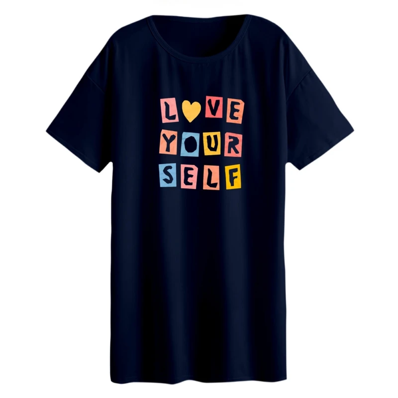 تی شرت لانگ زنانه مدل خودتو دوست داشته باش