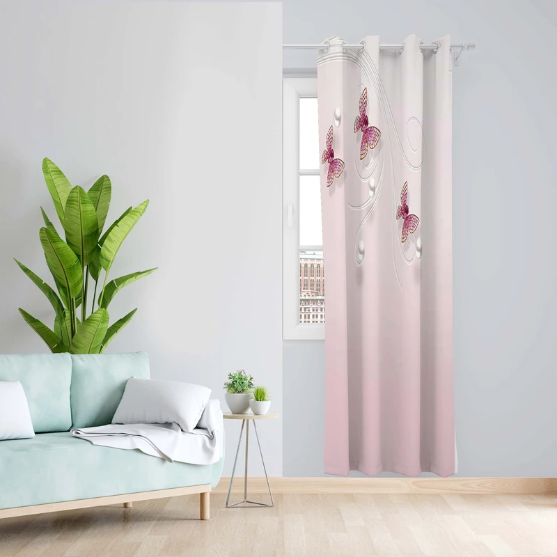 پرده طرح پروانه مدل مخمل پانچی کد 5080L z سایز 140x200 سانتی متر