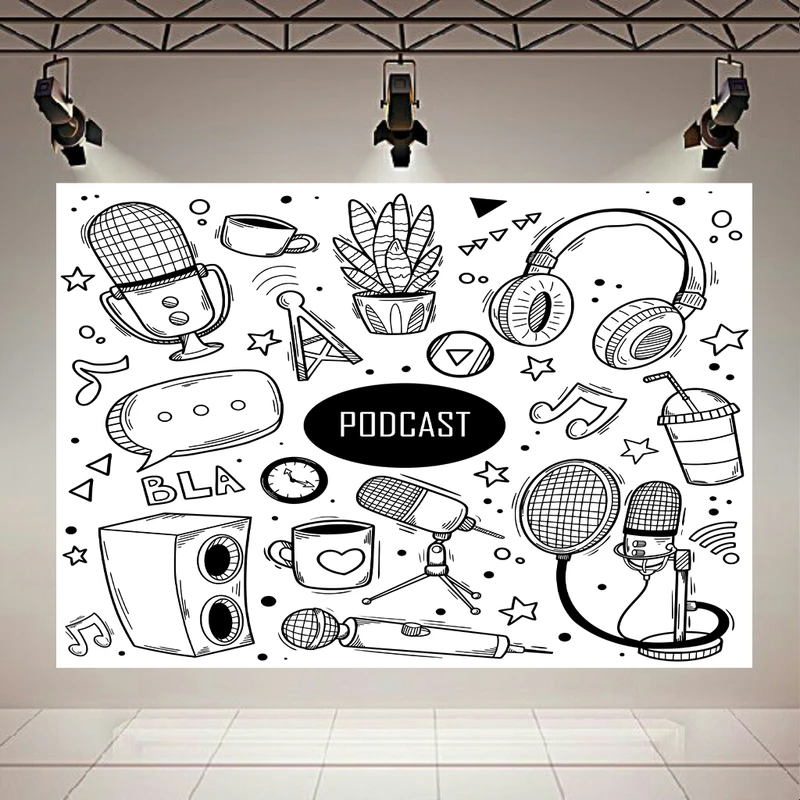 تابلو بوم طرح مخمل نقاشی دودل دستی مدل پادکست کد PD20496