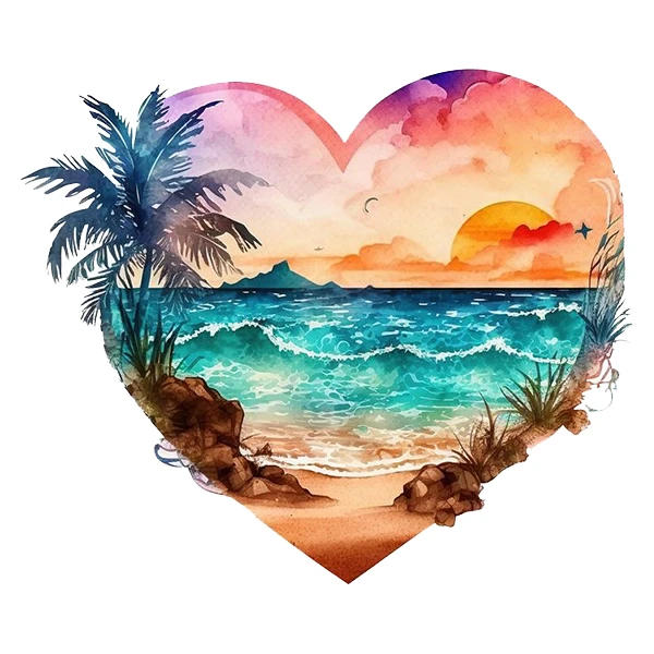  استیکر پارچه و لباس پاد آفرین طرح منظره دریا و ساحل کد 4391