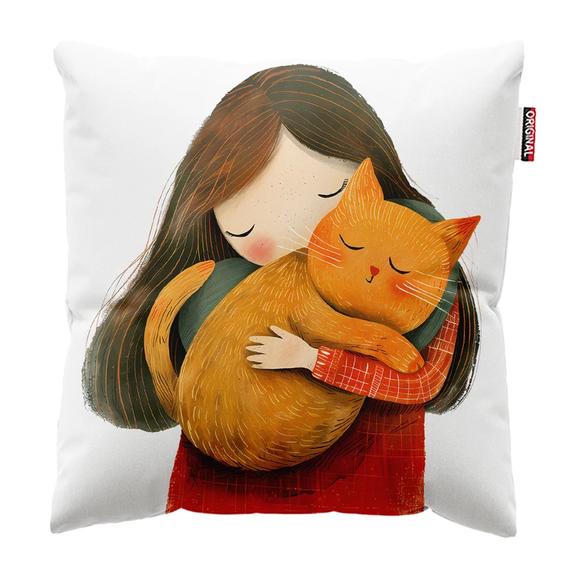 کوسن پاد آفرین مدل گربه کیوت بامزه فانتزی کد PK301657 سایز 30*30 سانتی متر