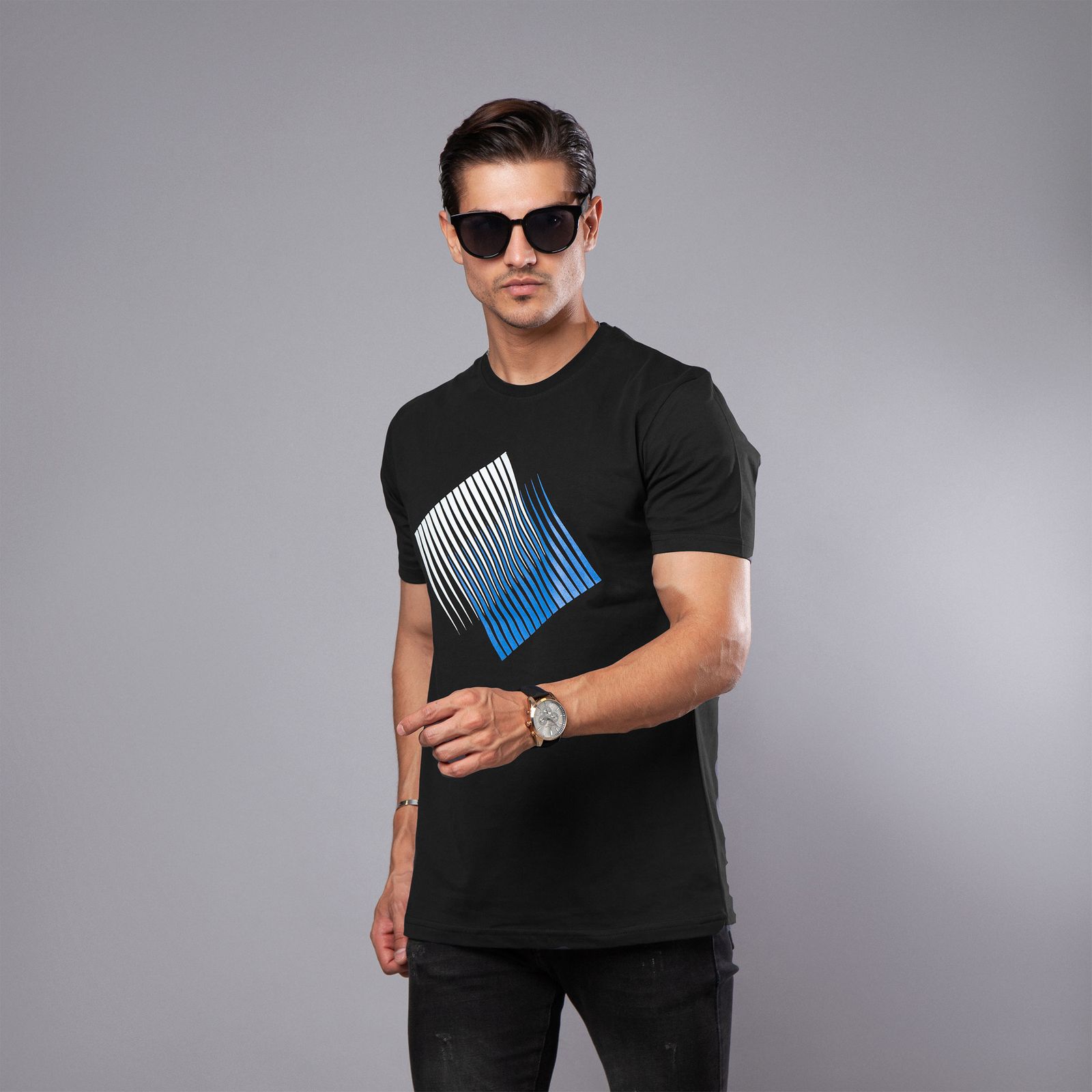 تی شرت آستین کوتاه مردانه باینت مدل 537-1 رنگ مشکی