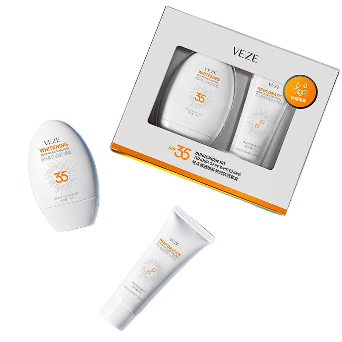 کرم ضد آفتاب بدون رنگ دست و صورت وزه SPF35 مدل الوئه ورا محافظ UVA،UVB مناسب انواع پوست حجم 45 میلیلیتر به همراه ژل ابرسان صورت وزه مدل الوئه ورا مناسب انواع پوست وزن 40 گرم