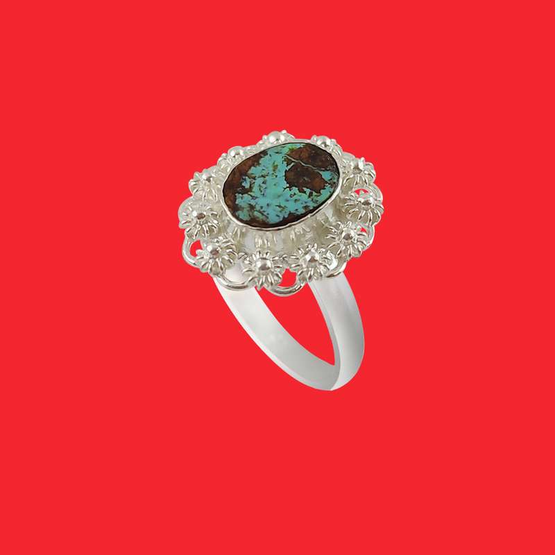 انگشتر نقره زنانه مدل فیروزه نیشابور کد NG5045