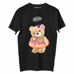 تی شرت آستین کوتاه زنانه پرینتینگ لند طرح CUTE TEDDY کد P155