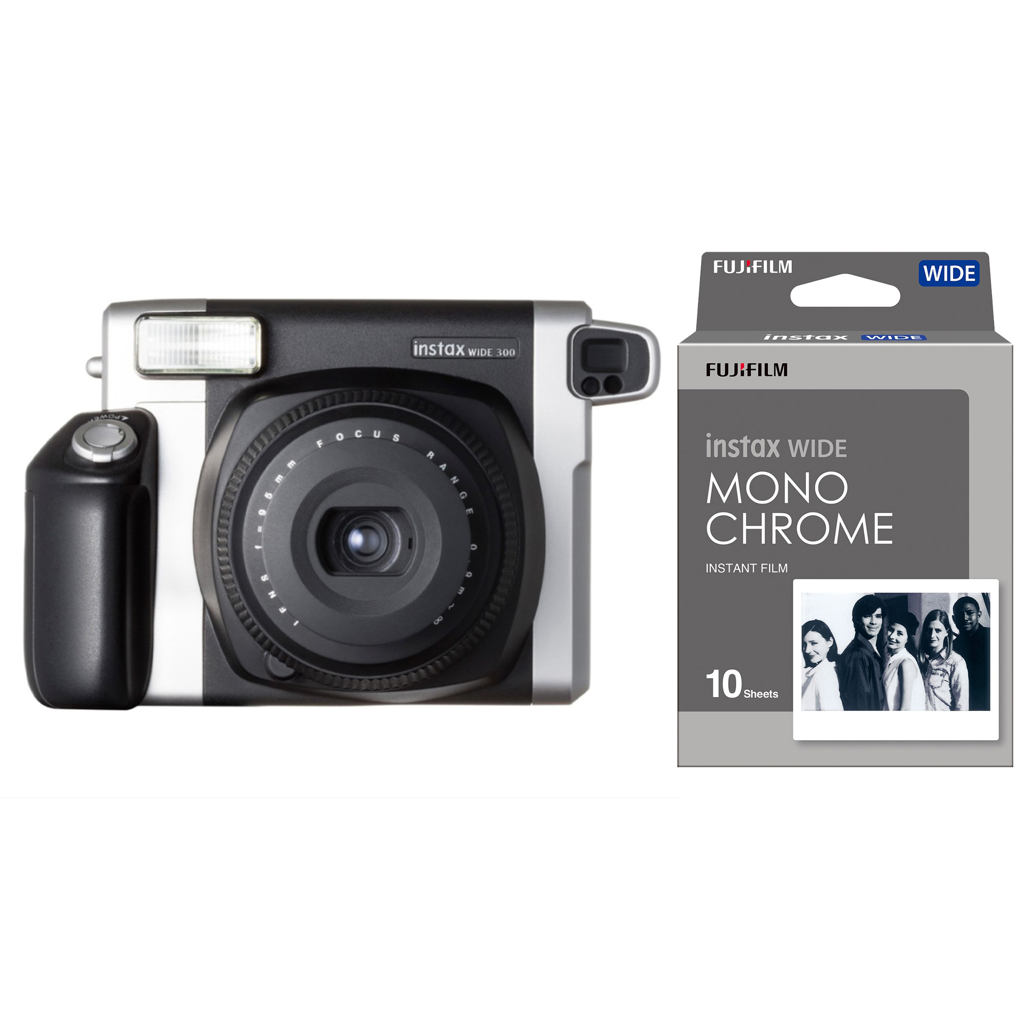 تصویر دوربین عکاسی چاپ سریع فوجی فیلم مدل Instax wide 300 به همراه فیلم چاپ سریع فوجی فیلم مدل Instax WIDE Monochrome
