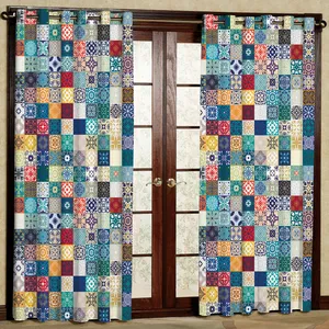 پرده مدل گل دار مخمل پانچی کد 151 سایز 140x280 سانتی متر