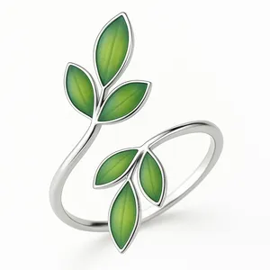 انگشتر نقره زنانه مدل جوانه و برگ ۰۱۸