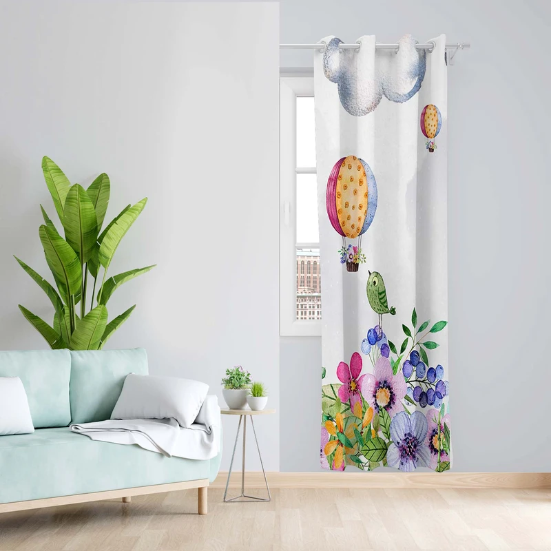 پرده طرح بالن مدل مخمل پانچی کد 5170R z سایز 140x200 سانتی متر