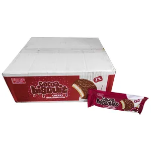 بیسکویت دوقلو روکش شکلاتی با طعم گیلاس شیرین عسل - 45 گرم بسته 60 عددی