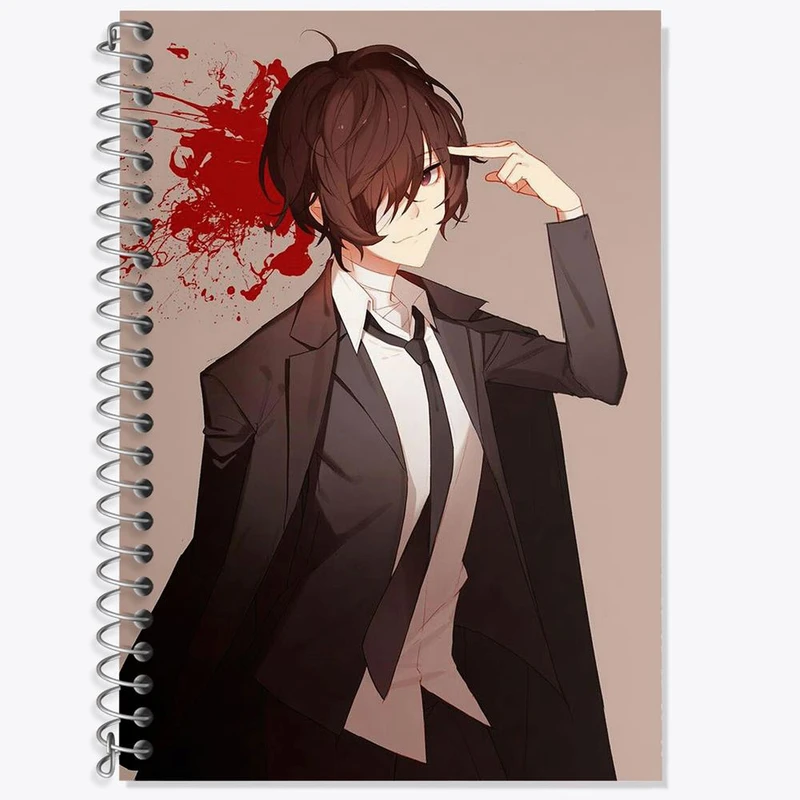 دفتر زبان 50 برگ خندالو مدل سه خط طرح دازای اوسامو انیمه سگ های ولگرد بانگو کد 10138