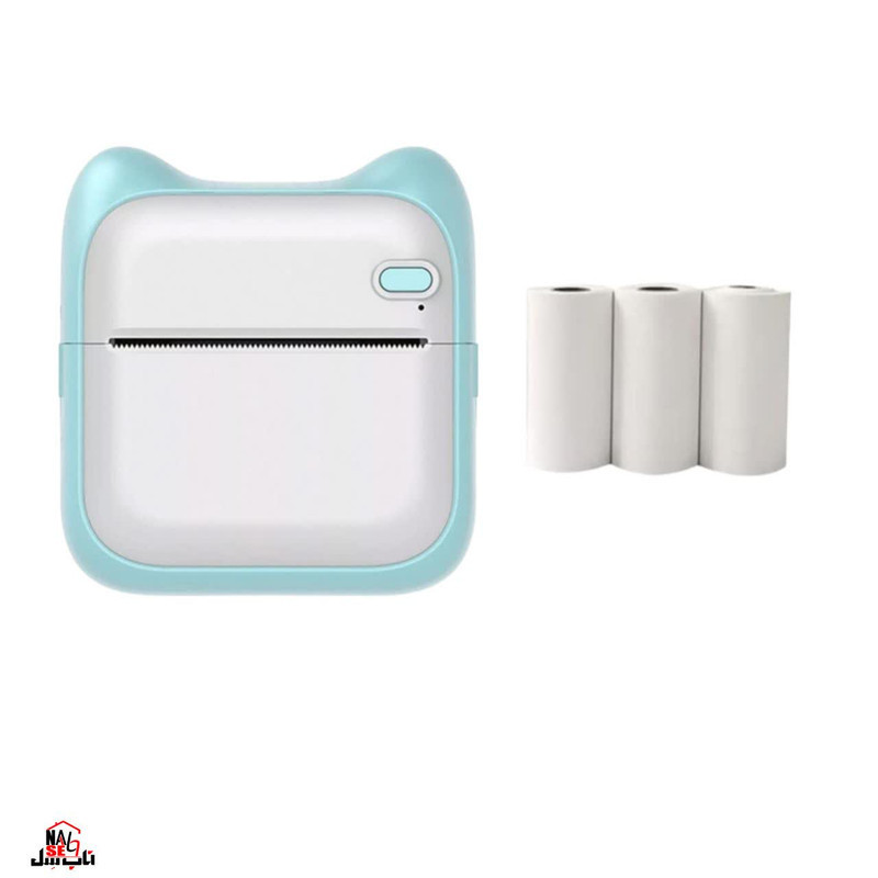 پرینتر لیبل زن حرارتی ناب سل مدل پرتابل شارژیکد BL-NAAB003333 به همراه سه عدد رول کاغذی