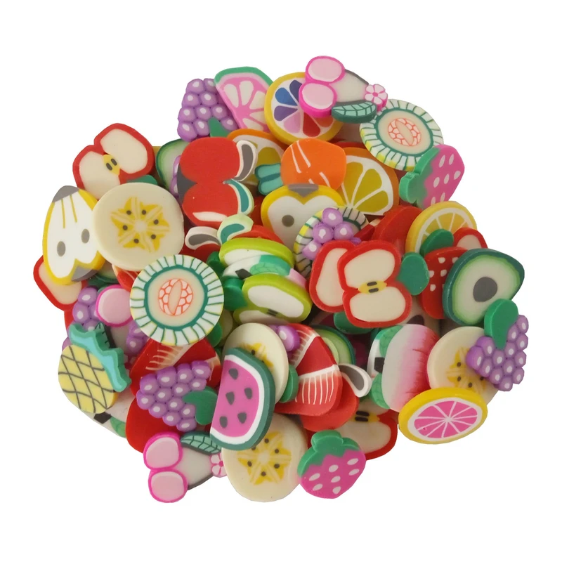 دستبند مهره مدل فیمو میوه ای درشت بسته 25 عددی