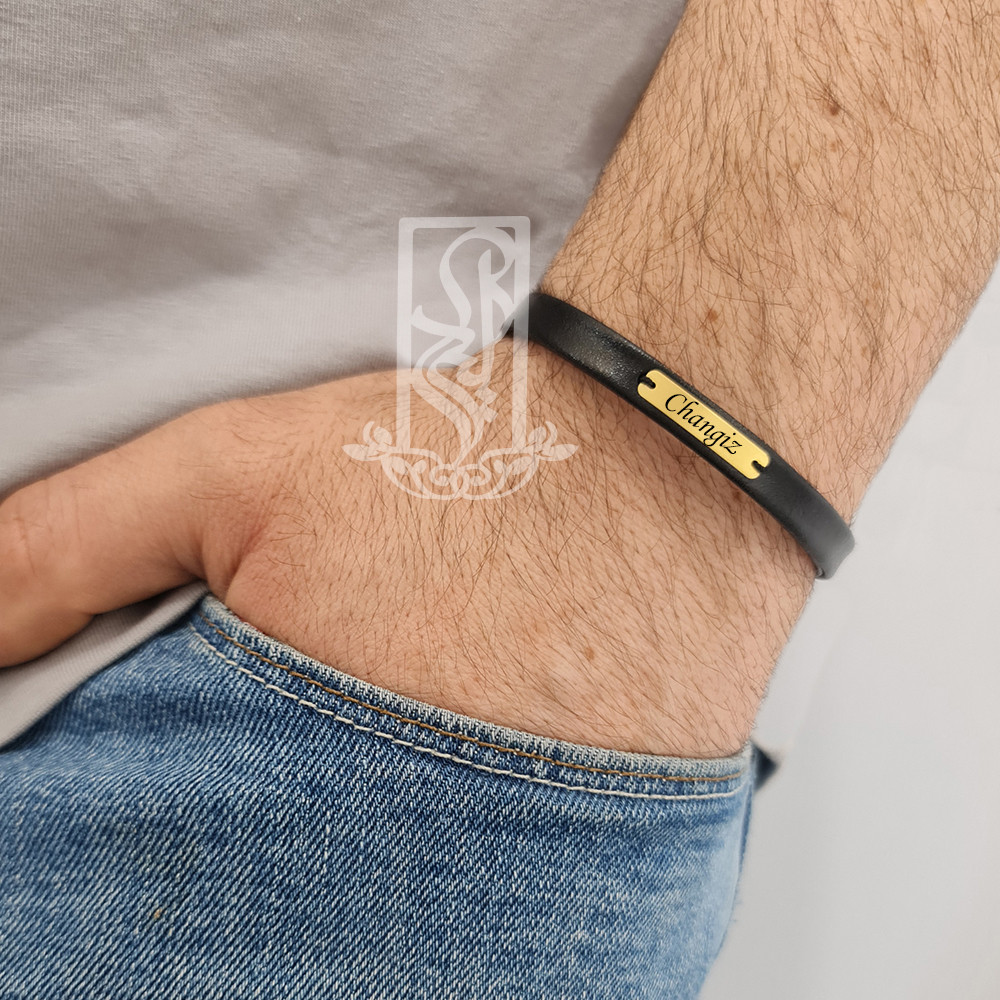 دستبند طلا 18 عیار مردانه لیردا مدل اسم چنگیز