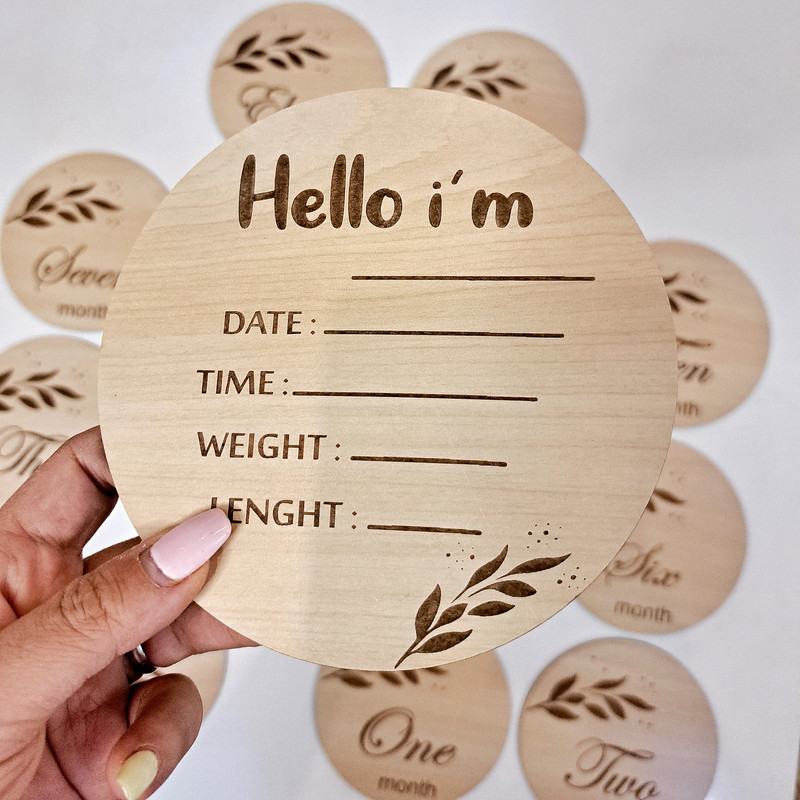 استند ماهگرد کودک طرح برگ بسته 14 عددی