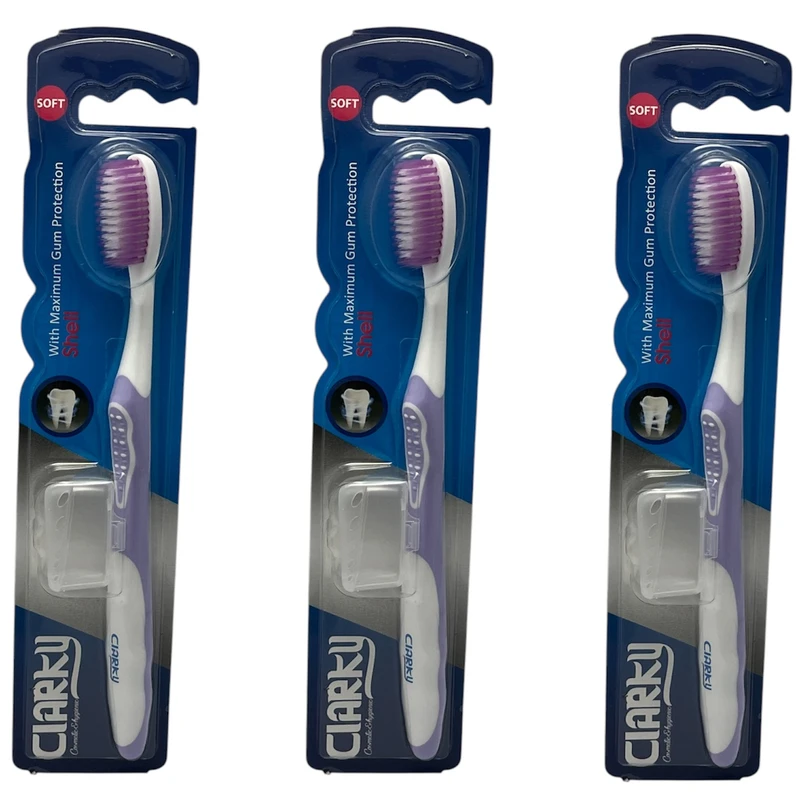 مسواک کلارکی مدل Shell با برس نرم مجموعه 3 عددی