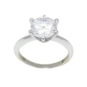 انگشتر نقره زنانه مدل سولیتر تک نگین  کد sj210