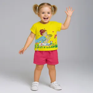 ست تی شرت آستین کوتاه و شلوارک دخترانه سون پون کد G864