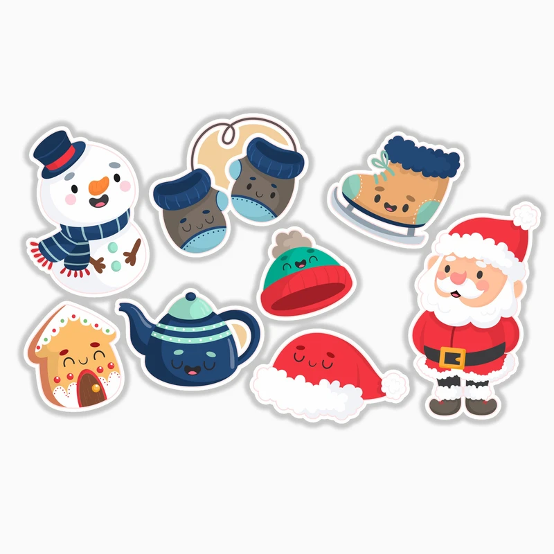 استیکر لپ تاپ و موبایل بووم طرح سانتا کد MR191 مجموعه 8 عددی