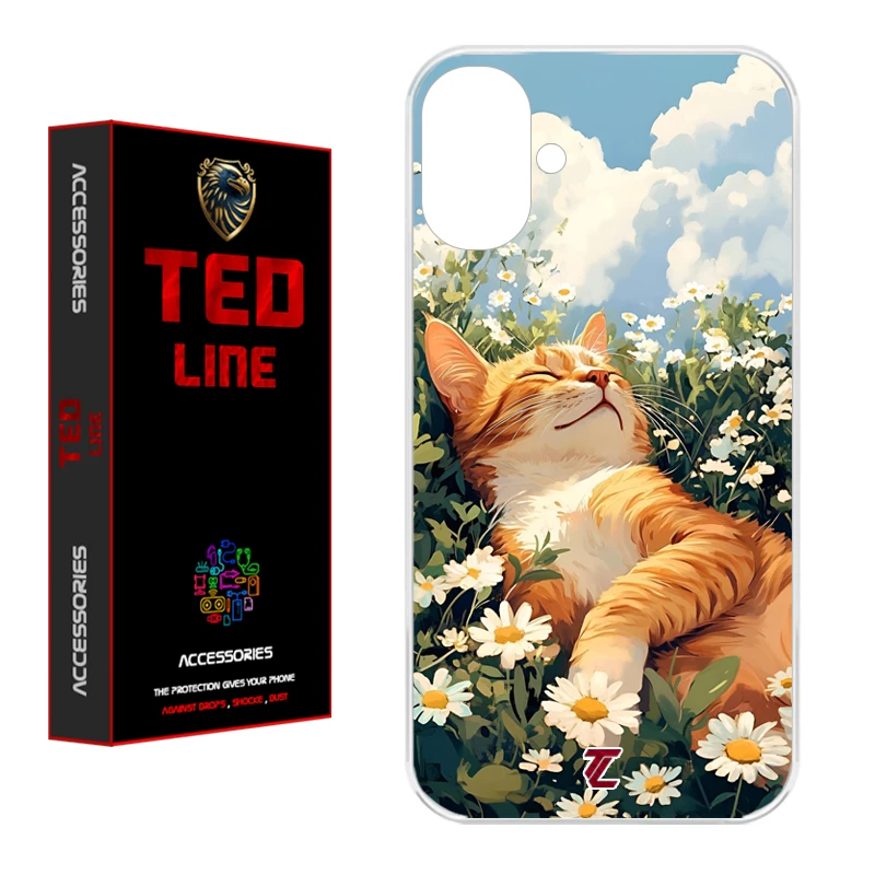 کاور تدلاین طرح گربه نارنجی کد 1140 مناسب برای گوشی موبایل اپل Iphone 16