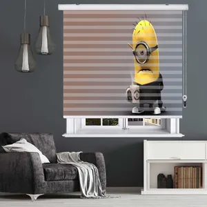پرده زبرا زیو مدل مینیون ها K3107 سایز 150x200 سانتی متر