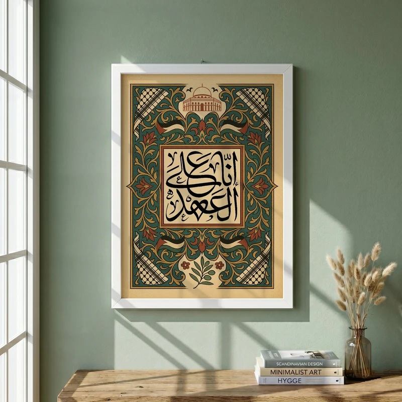 تابلو طرح انا علی العهد مدل G14095 فریم سفید