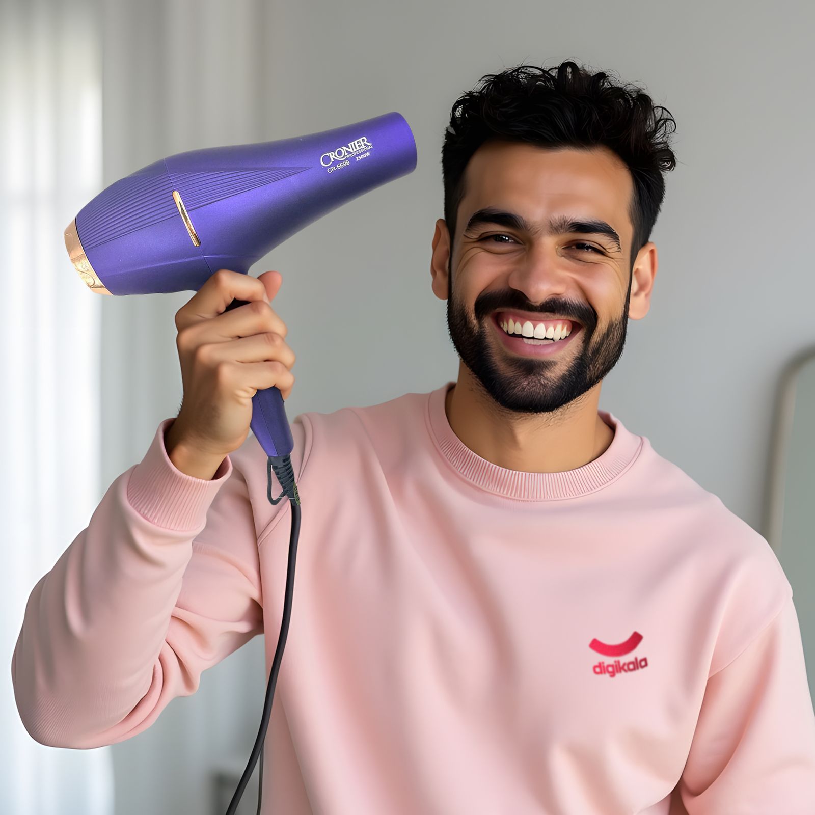 سشوار نیمه حرفه‌ای کرونر مدل CR-6699 2500W، موتور AC با توان مصرفی 2500 وات، دارای فناوری تولید یون، دارای حلقه آویختن، وزن 540 گرم -  - 2