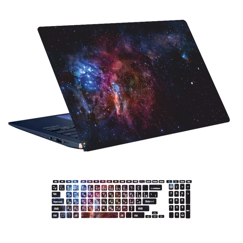 استیکر لپ تاپ توییجین و موییجین طرح Space کد 140 مناسب برای لپ تاپ 15.6 اینچ به همراه برچسب حروف فارسی کیبورد 