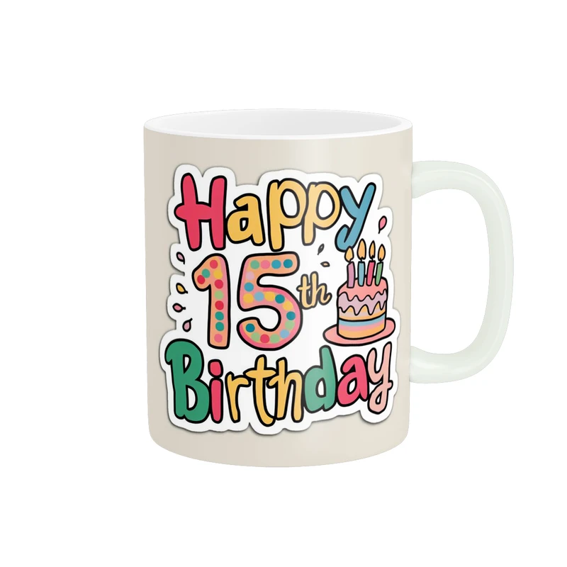 ماگ پادآفرین مدل تولدی طرح تولدت مبارک عدد 15 کد p9294