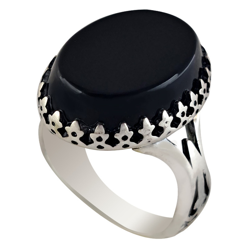 انگشتر نقره مردانه ملک زیور مدل سرنیزه عقیق کد 388