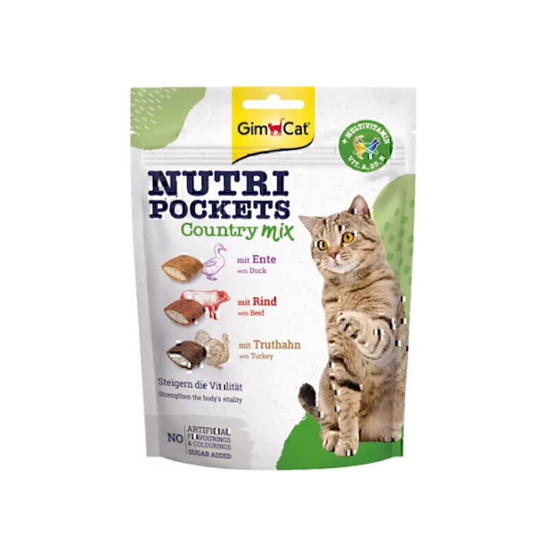 تشویقی گربه جیم کت مدل Nutri Pockets Country Mix طعم میکس وزن 150 گرم
