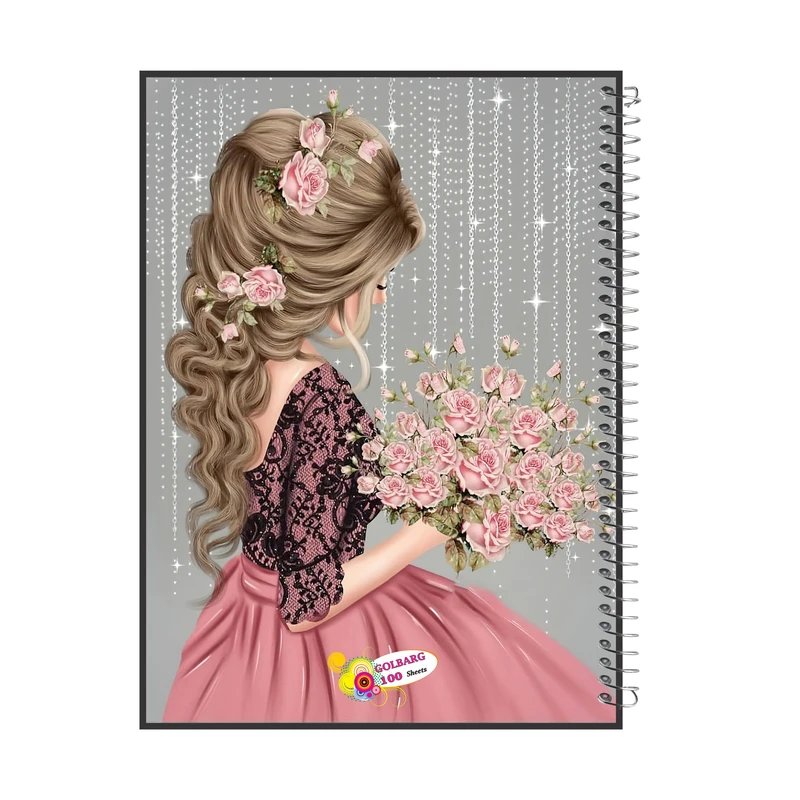دفتر مشق 100 برگ گلبرگ طرح دخترانه کد 9046