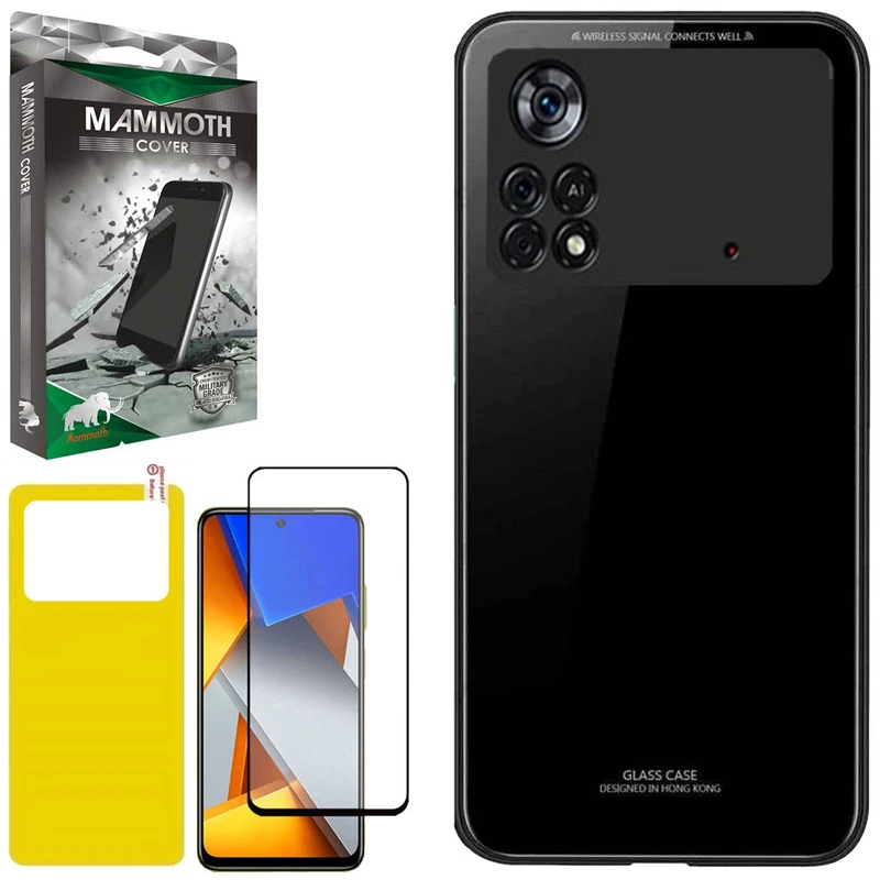 کاور ماموت مدل MMT-PSHT-GLS مناسب برای گوشی موبایل شیائومی Poco M4 Pro 4G به همراه محافظ صفحه نمایش و محافظ پشت گوشی 