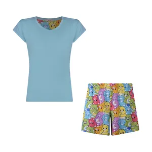 ست تی شرت و شلوارک زنانه افراتین مدل خرسی کد 6607