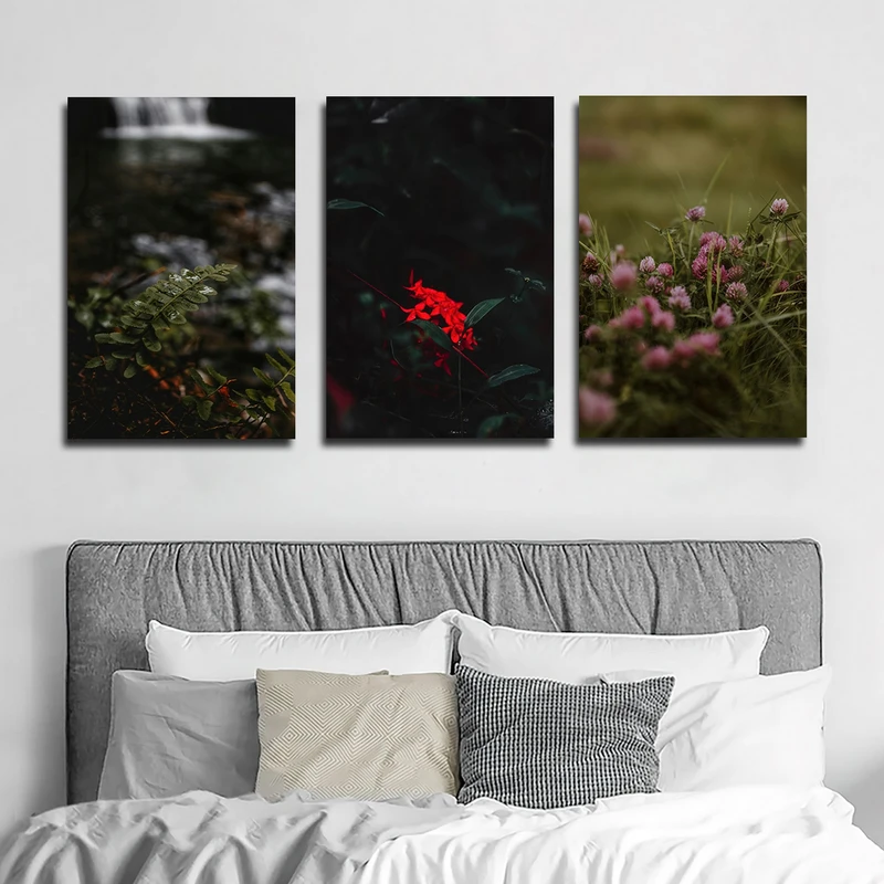 تابلو شاسی بکلیت طرح مدرن طبیعت و گل مدل SH-1629 مجموعه 3 عددی