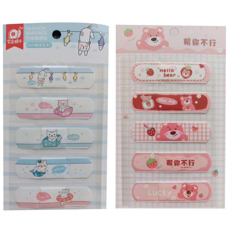 چسب زخم مدل فانتزی گربه و خرس کد ch21 بسته 10 عددی