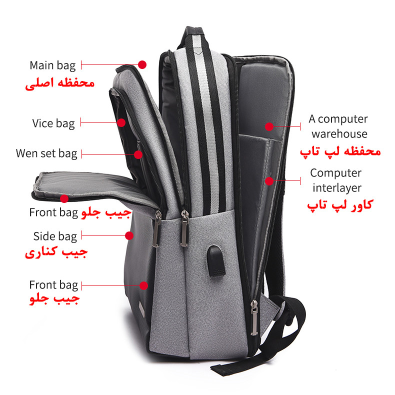 کوله پشتی لپ تاپ کد 085 مناسب برای لپ تاپ 15.6 اینچی