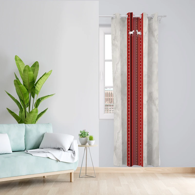 پرده طرح گلیم مدل مخمل پانچی کد 1860 z سایز 140x200 سانتی متر